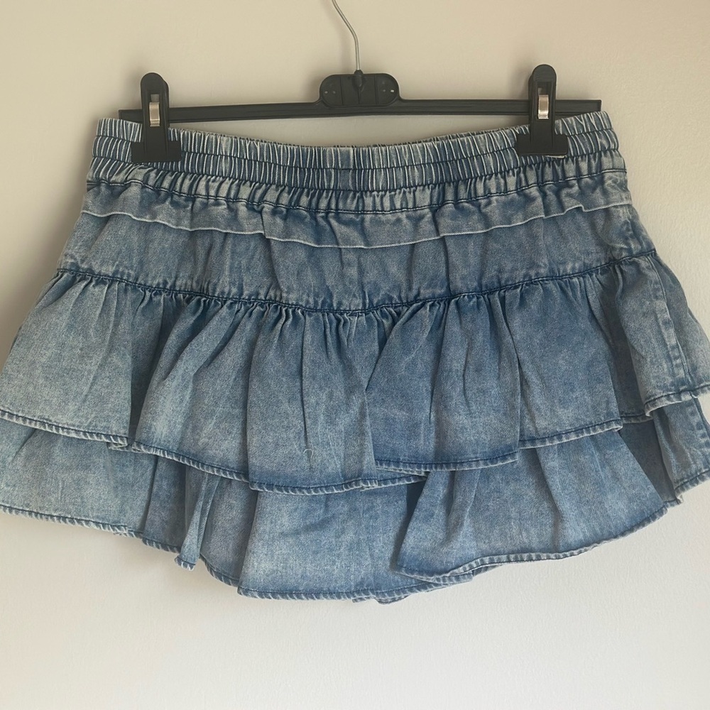 Shug Lala Mini Skirt Skort Denim Blue Medium NWOT - Picture 4 of 10